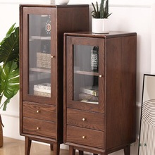 全实木边柜纯北美国红橡木电视机柜地柜客厅小户型酒柜角柜北欧窄