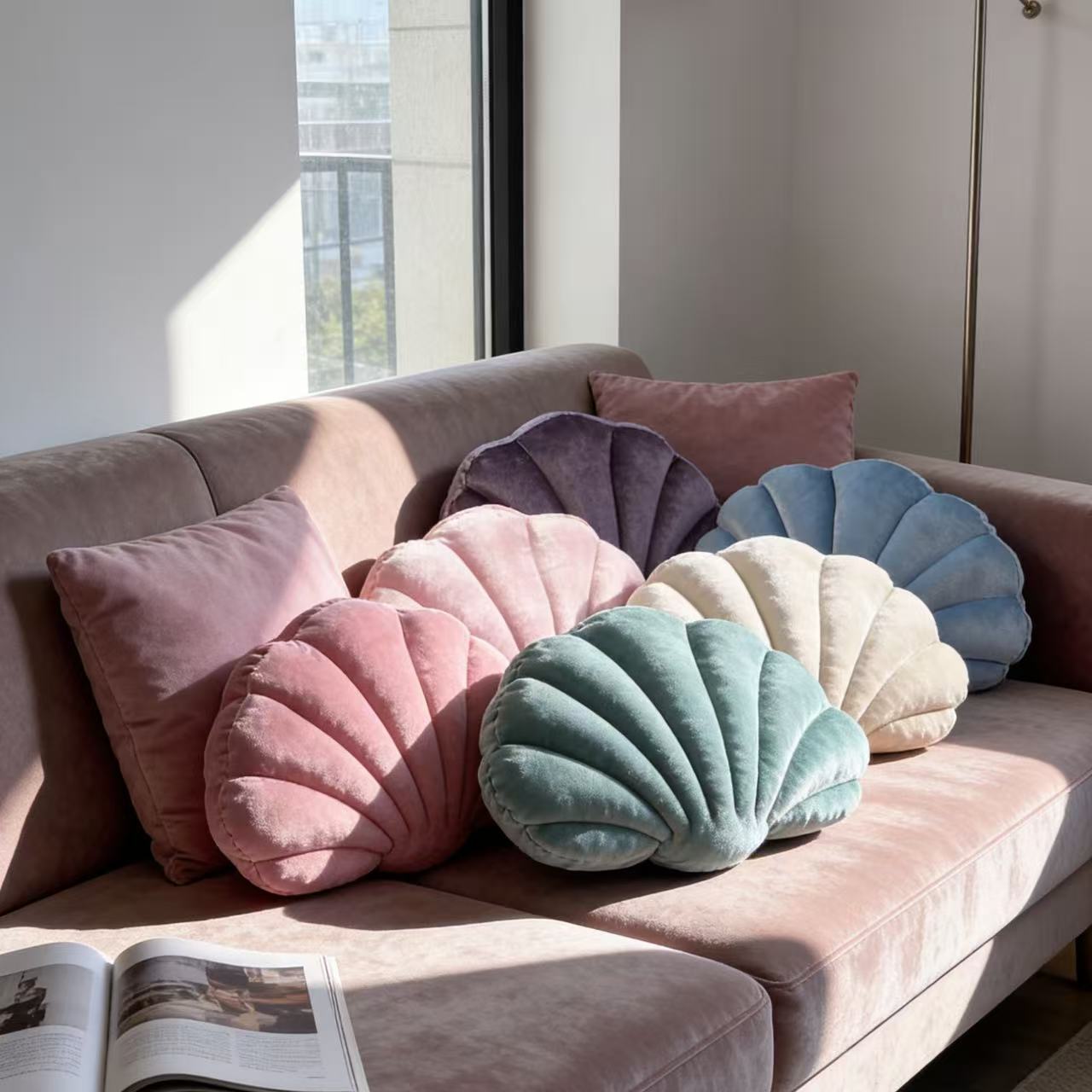 Zhang Yixing's Same Style Plush Shell-Shaped Pillow for Home Aquarium Decoration, Sofa Office Marine Animal Pillow