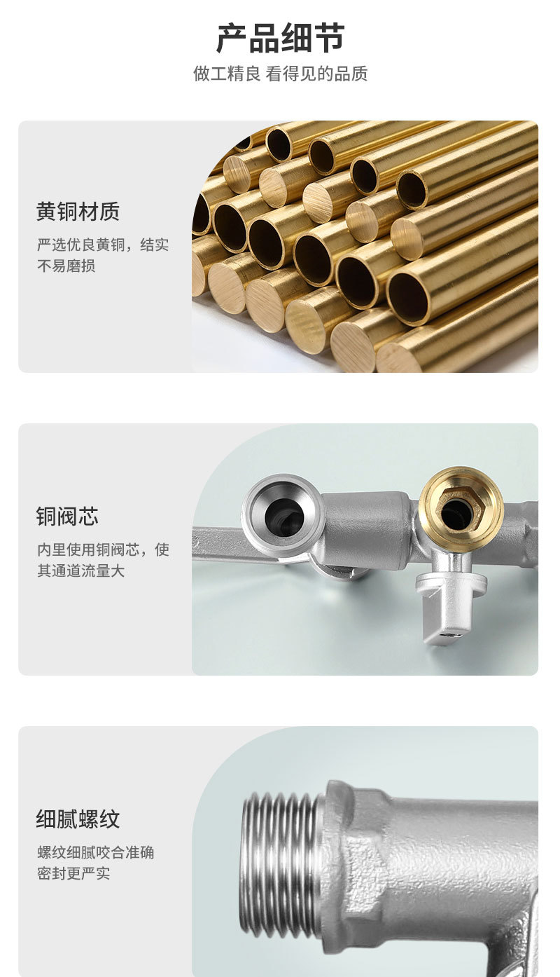 Cross-border exclusive outdoor faucet, pure copper light luxury, one in and two out dual-use tap water anti-freezing American-style faucet wholesale undefined