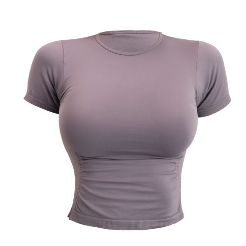 Fitness Yoga Shaping Wrap Skirt Yoga Clothes Short Sleeve Women Casual Versatile Fitness Top Tight Slimming Sports Top Summer