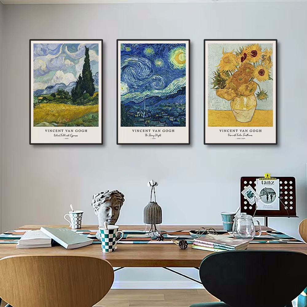 Popular Vincent Van Gogh Artwork Prints, Starry Night Oil Painting, Decorative Painting for Living Room, Vintage Decorative Painting