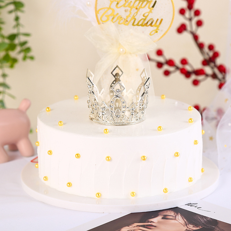 Corona decorativa para pasteles, perlas de reina/princesa, ideal para bodas, cumpleaños y fiestas infantiles