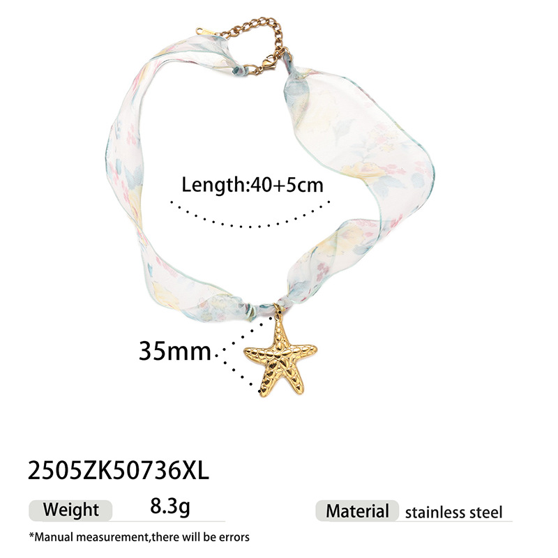 TENA Europa y América moda transfronteriza bufandas de seda collar de estrellas de mar nicho joyas de estilo vacacional joyas mujeres al por mayor image 13