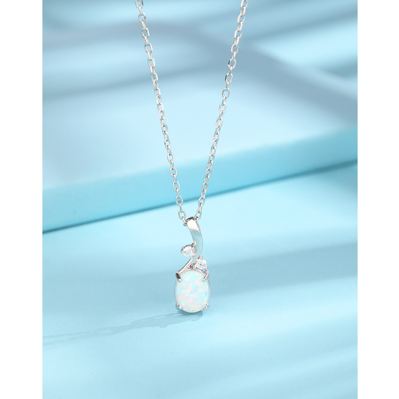 925 plata esterlina gotas de agua collar Opal para mujeres nicho temu nicho de alto nivel Opal colgante cadena clavícula