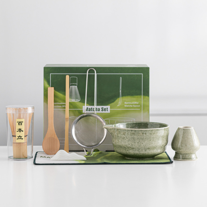 Ceramic Matcha Bowl with Spout, Matcha Tea Set, Song Dynasty Tea Tools, Japanese Tea Whisk, 4568-Piece Set