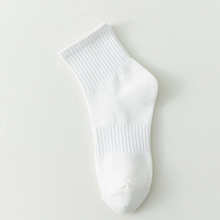 白色袜子男秋季女士中筒袜 纯色船袜运动束腰篮球袜袜批