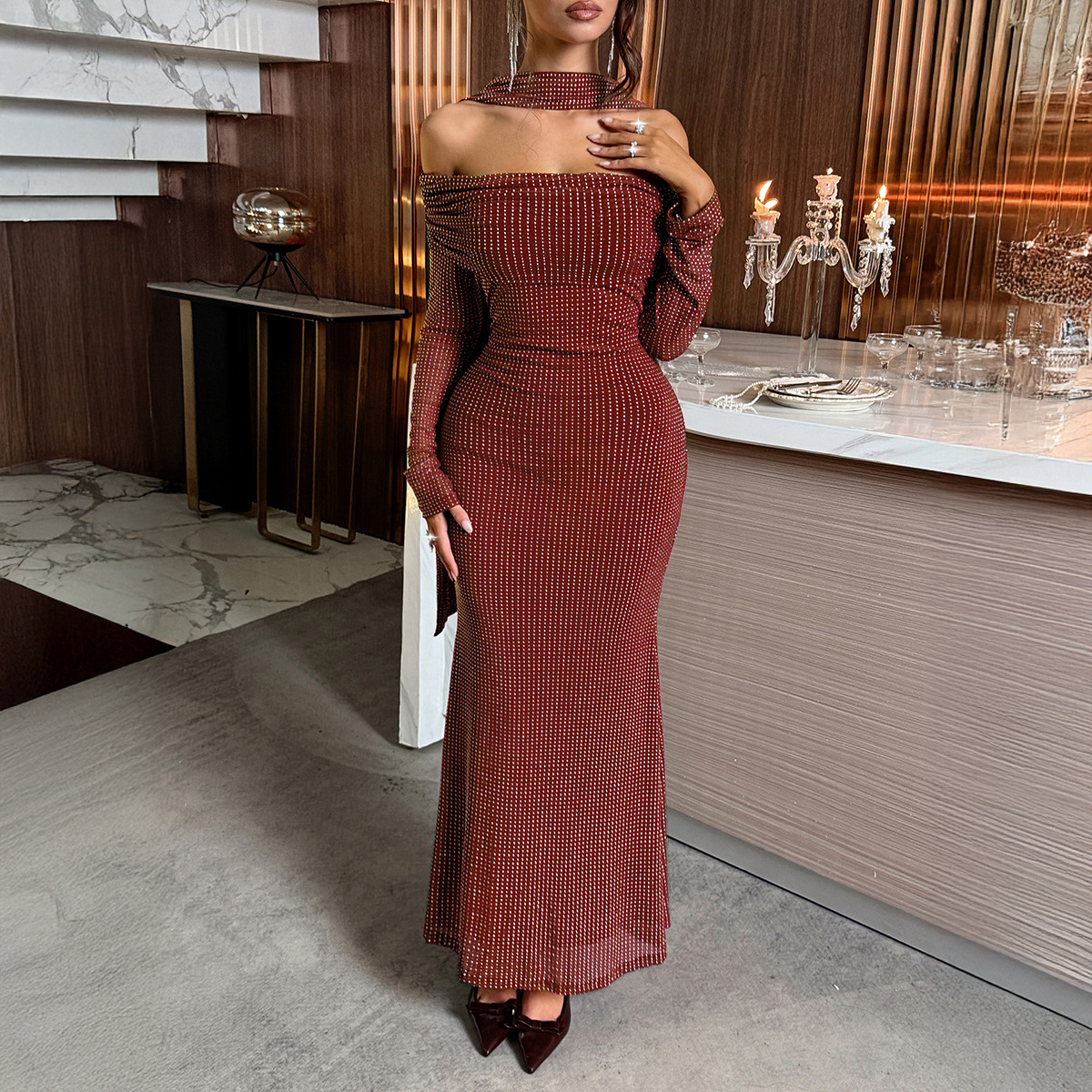 Women's Elegant Long-Sleeve Bodycon Dress