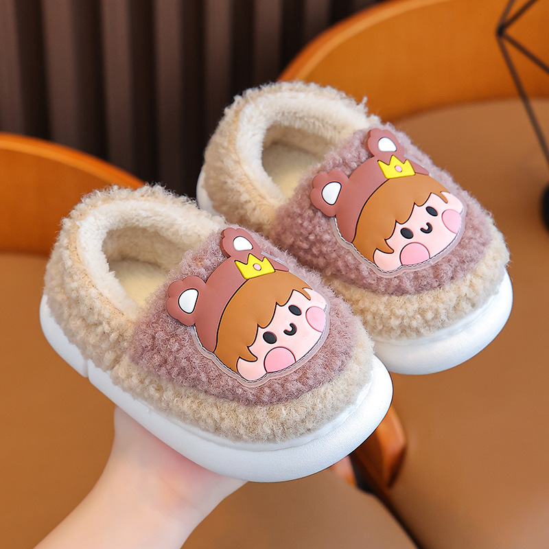 Niños bolsa de tacón de algodón zapatillas niños Otoño e Invierno interior casa antideslizante lindo bebé peludos zapatillas niños niñas