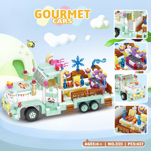 Simulation Food Stall Car Think Again Baking Assembled Building Blocks Children's Educational Assembled Toys Boys and Girls Gift Ornaments