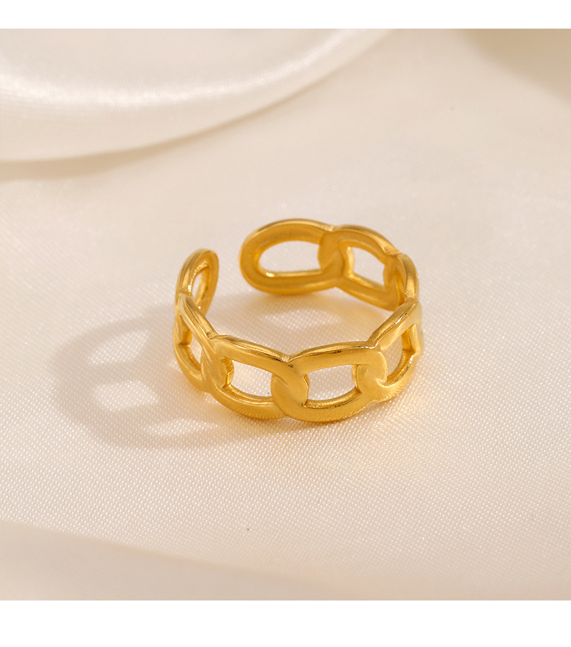 Adjustable Ring Size 1 Piece Quantity Street Occasion 304 Stainless Steel Material PVD Coated 18K Gold Plated Geometric 304 Stainless Steel Modern Style Waterproof Non Tarnish Open Rings