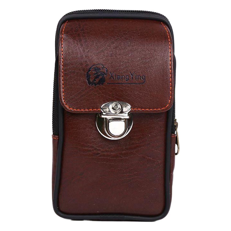 Men's Waist Bag Wearing Belt PU Buckle Horizontal and Vertical Zipper Mobile Phone Bag Anti-theft Coin Purse Stall Spot Leather Waist Bag