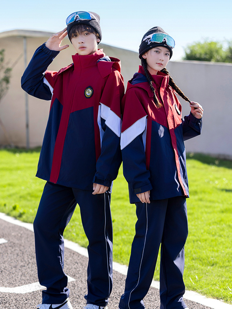 Uniforme escolar de otoño y invierno, traje de asalto grueso 3 - en - 1 desmontable, traje de invierno infantil, conjunto de tres piezas