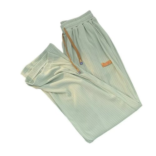 Summer Men's Ice Silk Straight Leg Pants Men's Thin High-End Wide Leg Pants Design Versatile Loose Casual Long Pants