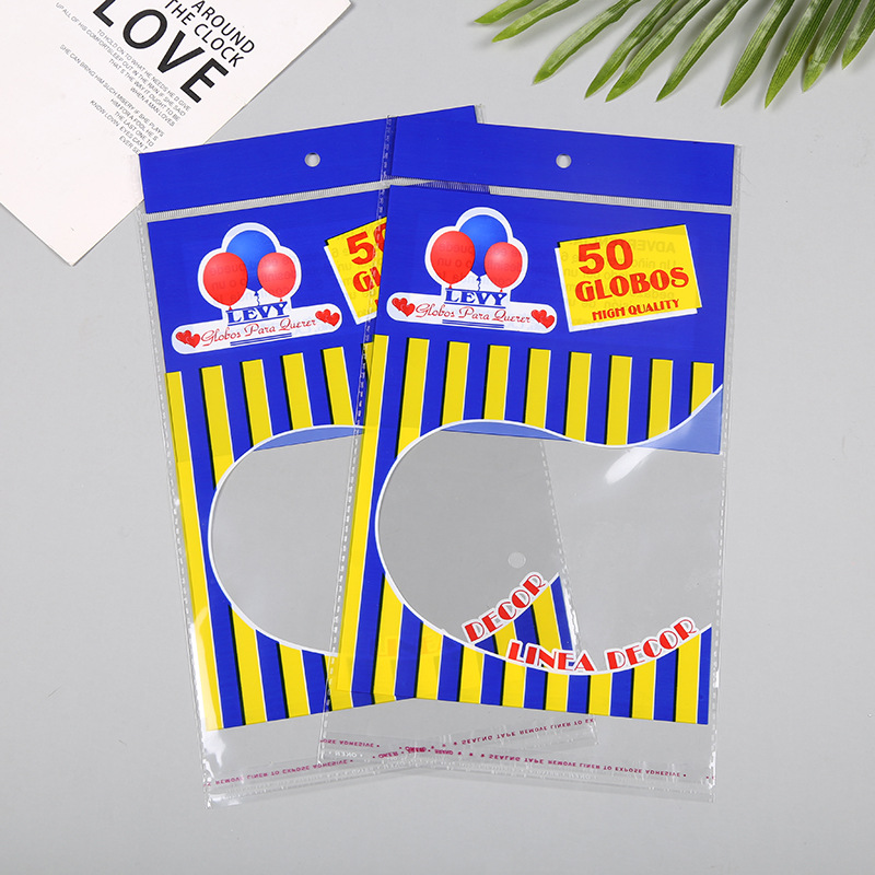 现货/批发 蓝色气球跨境热销自粘OPP袋 自封口包装袋50加厚蓝条袋