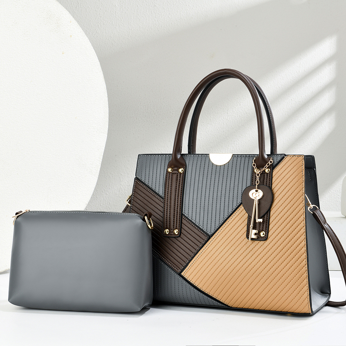 Dos piezas de paquete de bolsos de moda, bolsos de mano retro, bolsos de hombro casuales, bolsos de alta capacidad, bolsos transfronterizos