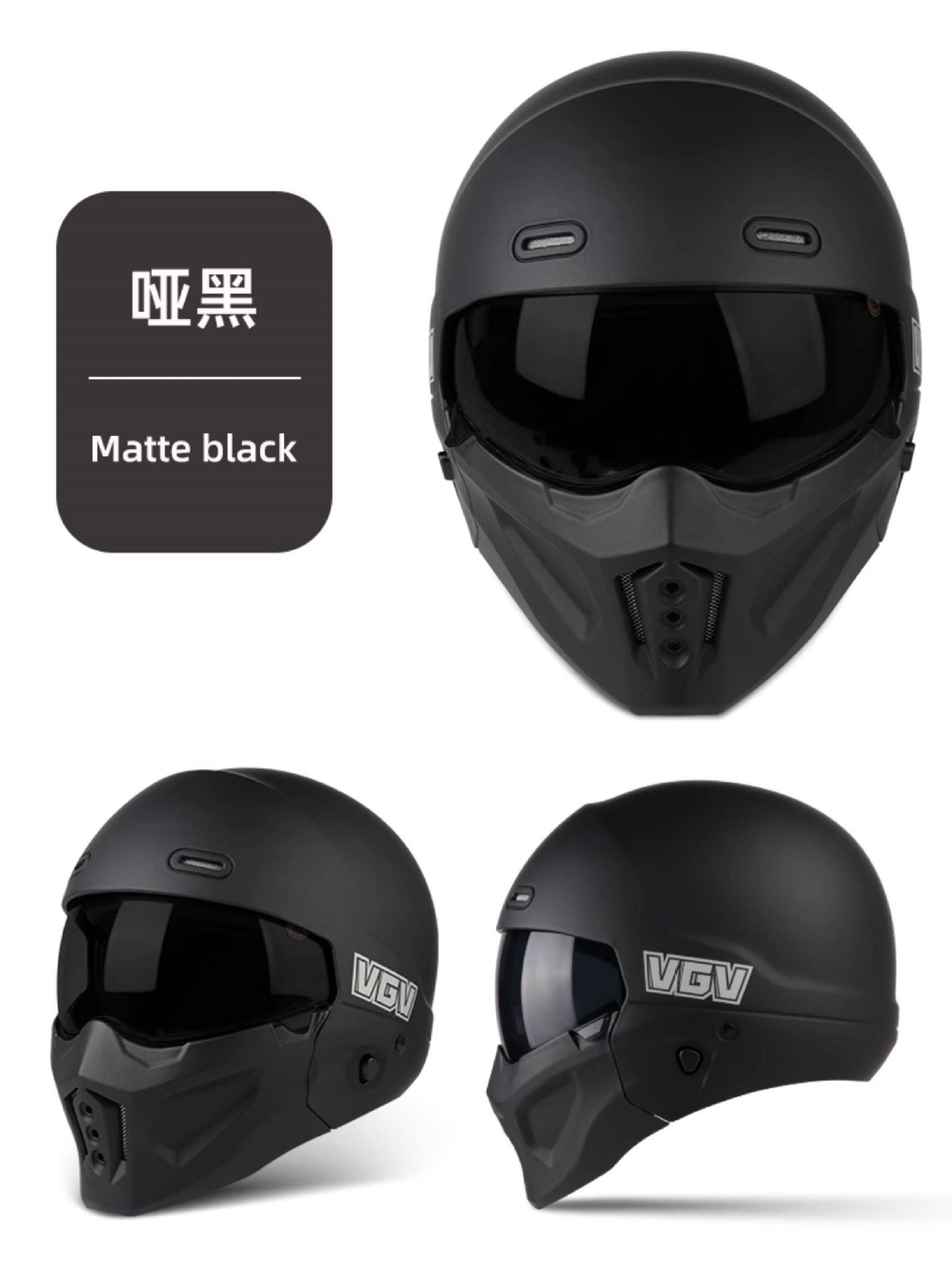 3C Motorcycle Scorpion Helmet for Men and Women, Winter Warm Riding Motorcycle Cruising Full-Face Helmet, Retro Three-Quarter Helmet