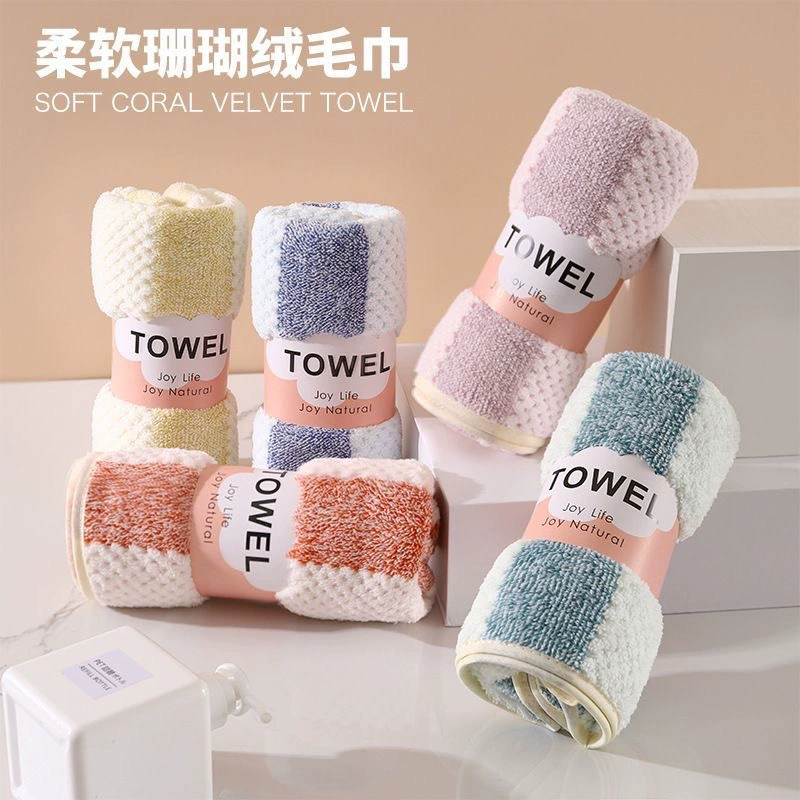 Новое коралловое велюровое банное полотенце с китайским узлом, полосками, изысканным кружевом, утолщенное, мягкое, впитывающее, без ворса, домашнее, шерстяное.