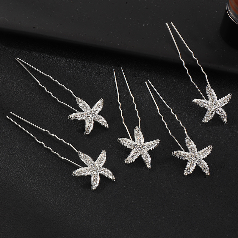 Korean Fashion Crystal Hair Fork U-shaped Clip display picture 6