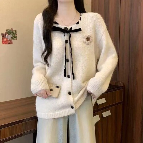 Cozy Knit Cardigan with Round Neck and Tie Belt - Fall/Winter New Women's Top