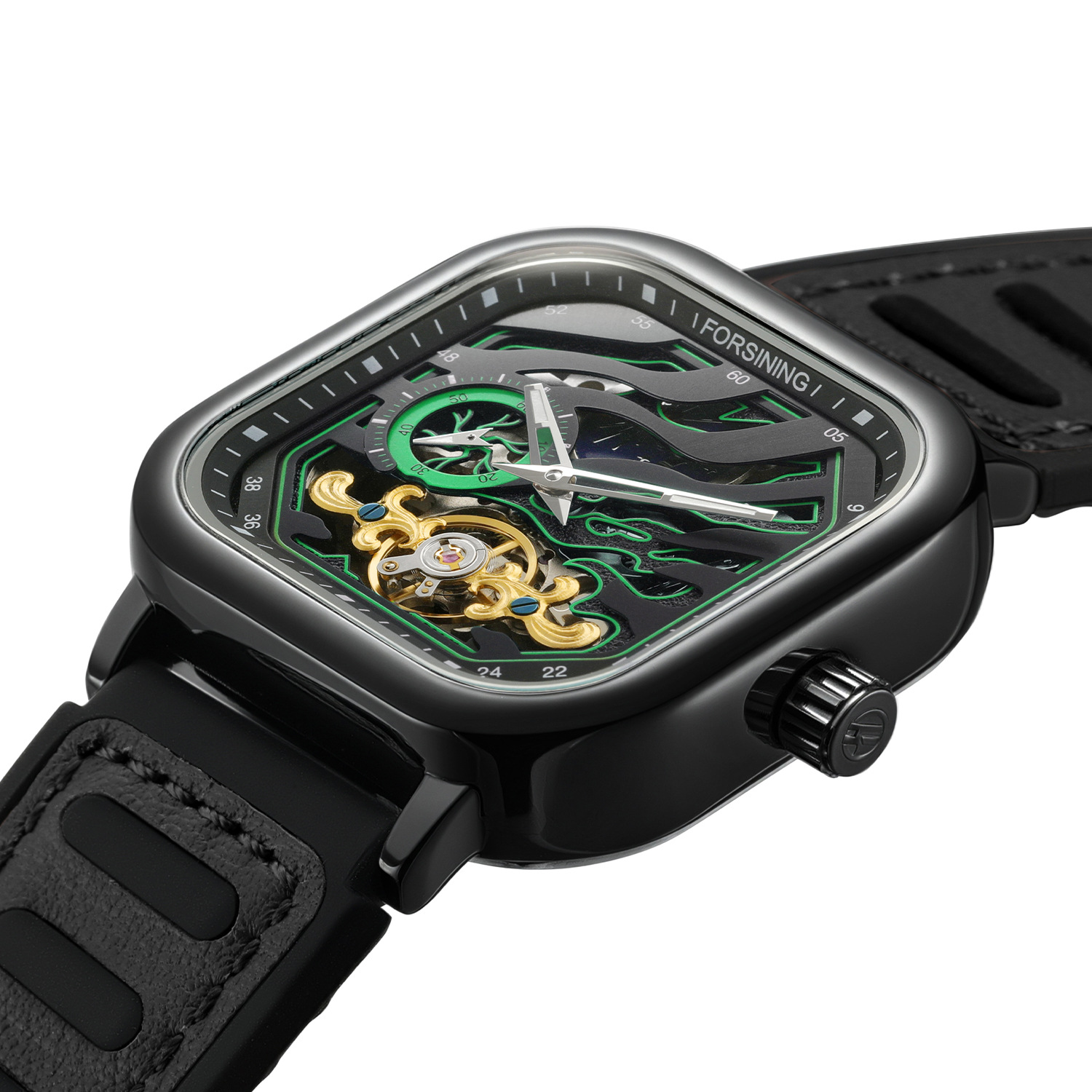 Automatic Mechanical Square Watch European Style Men’s Clock_voghion.com
