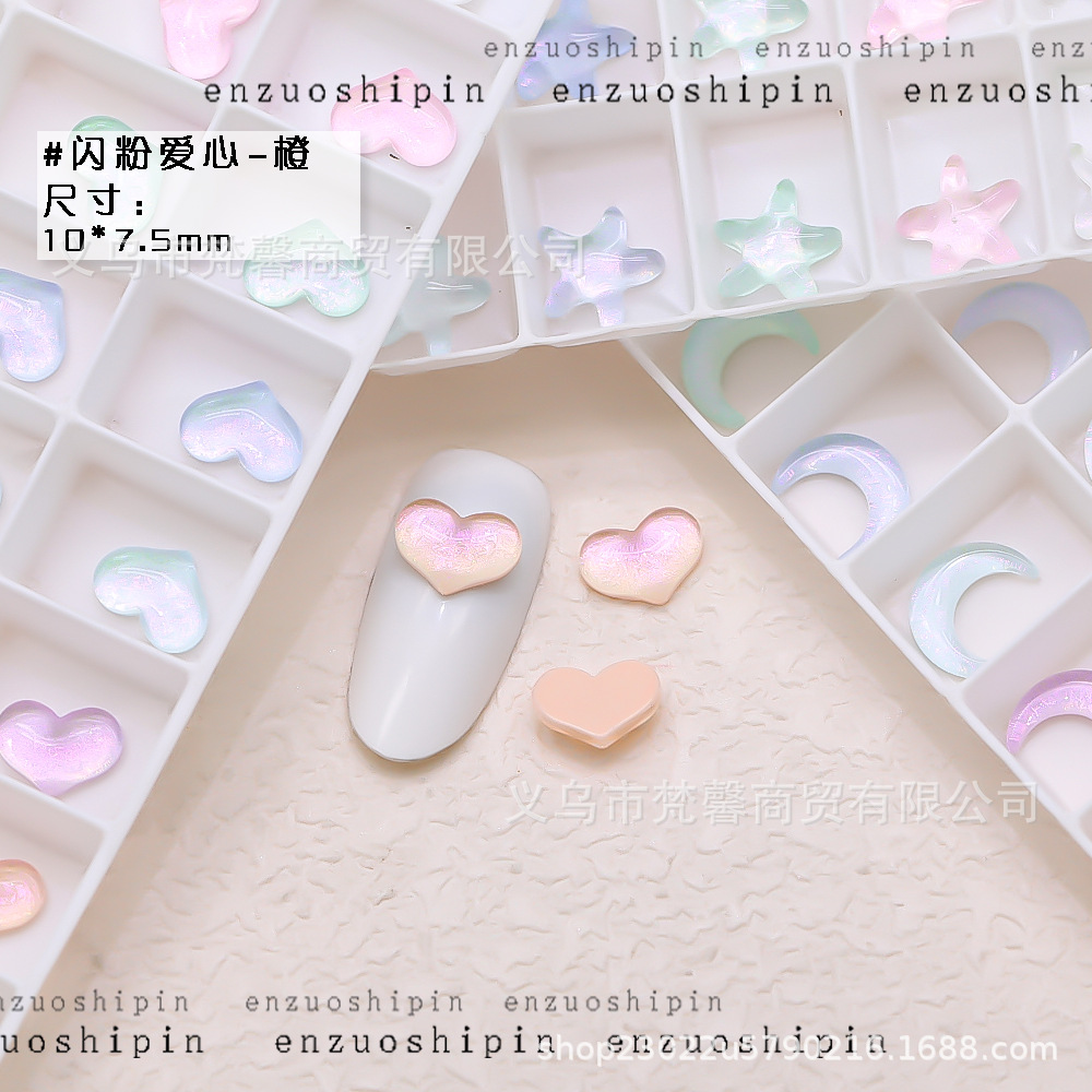 Mocha Love Moon Star Flat Crystal Diamond Aurora color estrella de cinco puntas nail Diamond nail Jewelry