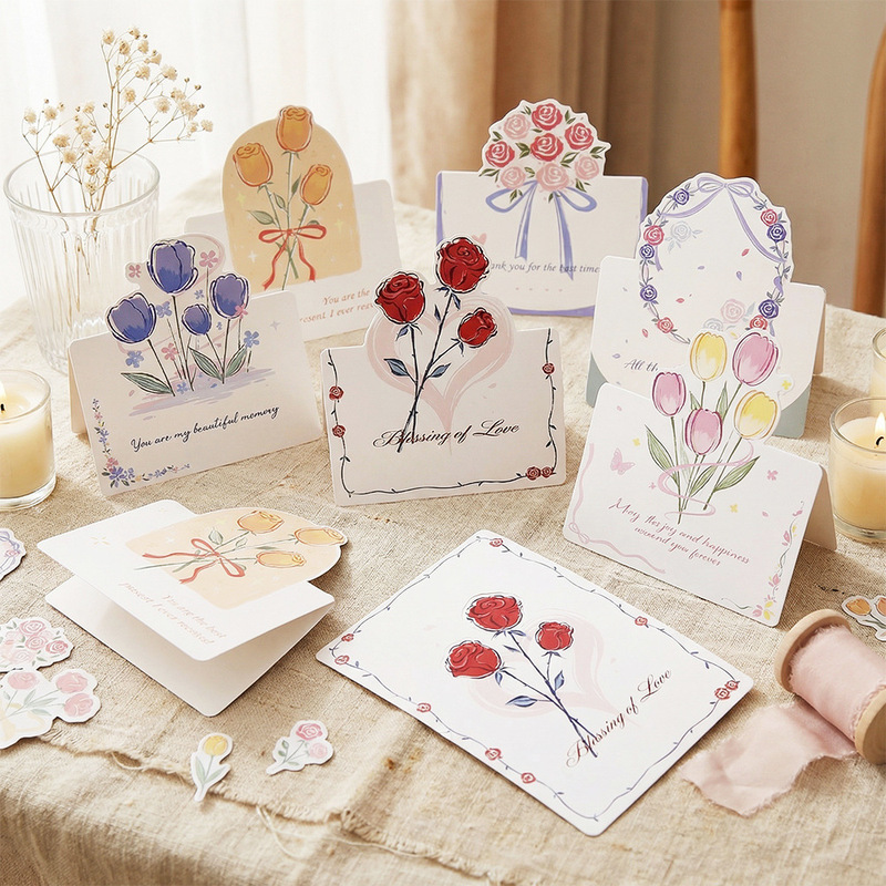 Mid-Autumn Festival Bouquet 3D Greeting Card Valentine's Day 520 Mother's Day Father's Day Flower Shop Creative Gift Greeting Card Postcard