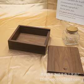木制简约礼品包装盒家用实木项链首饰收纳盒抽拉式方形杂物整理盒