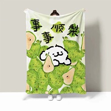 线条小狗法兰绒毛毯办公室午睡毯四季通用盖毯午休披肩盖腿小毯子