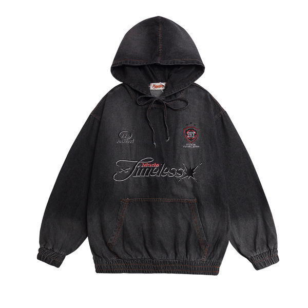 Retro denim hoodie