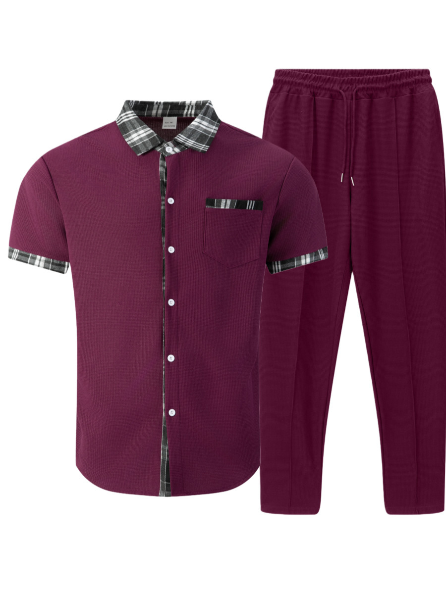 Completo uomo camicia e pantaloni in tessuto nido d'ape_voghion.com