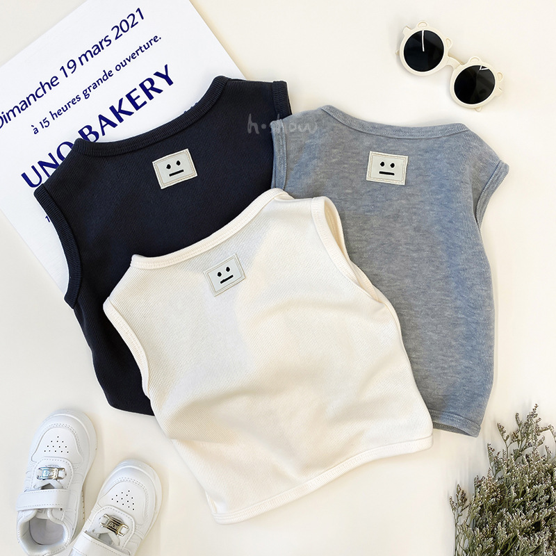 Korean children's vest knitting jacket 23 new spring and autumn vest for boys and girls stylish solid color top 0029A002