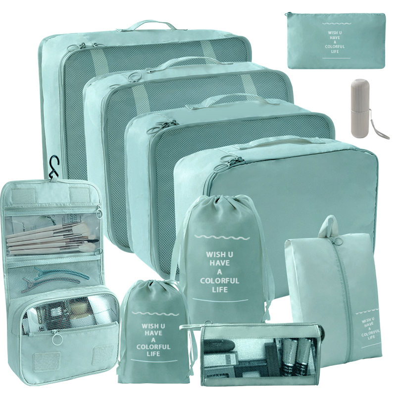 11 종 세트 [7 종 세트 + 소묶음 포켓 + 트라이앵글 백 + 후크 백 + 워시 컵] 레이크 블루