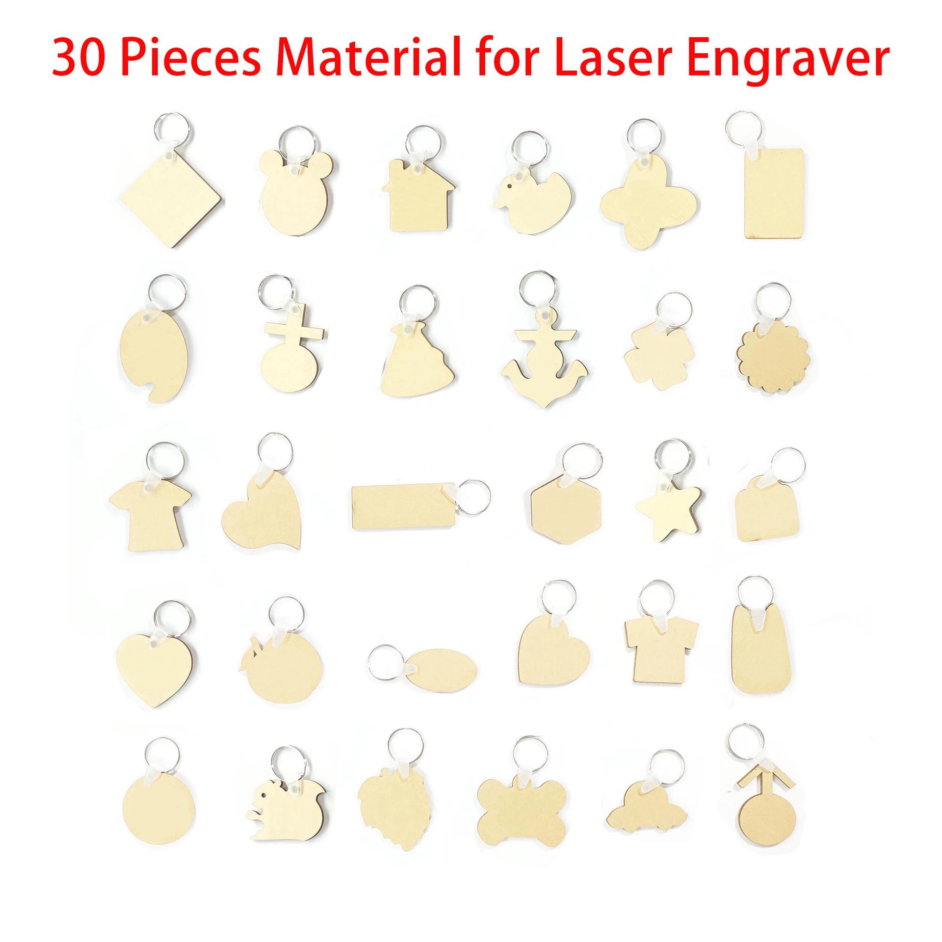 30 Pieces Wood Keychains, Material for Laser Engraver,