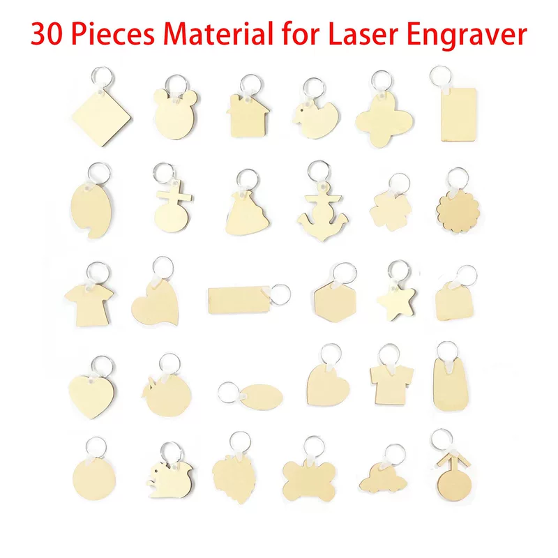 30 Pieces Wood Keychains, Material for Laser Engraver,