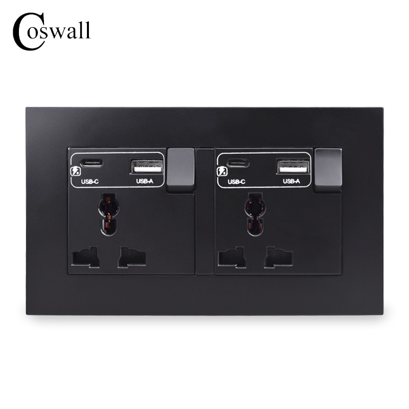 PC多功能插座快充 标准墙壁电源插座 接地 USB&typec 3A充电端口