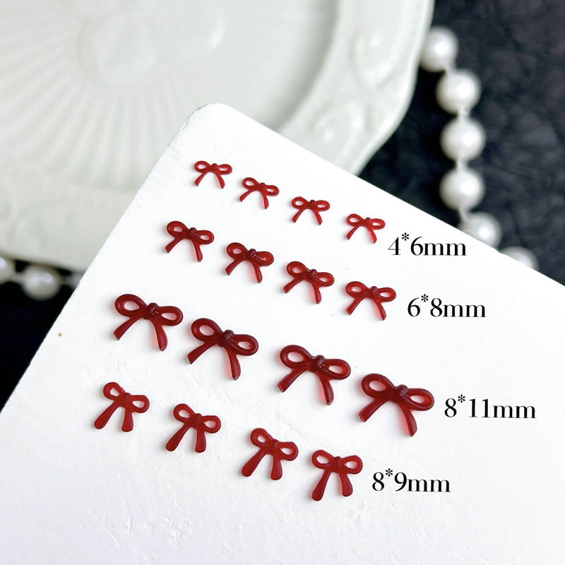 New style hot girl style French bow nail resin jewelry wine red mini bow nail decoration wholesale