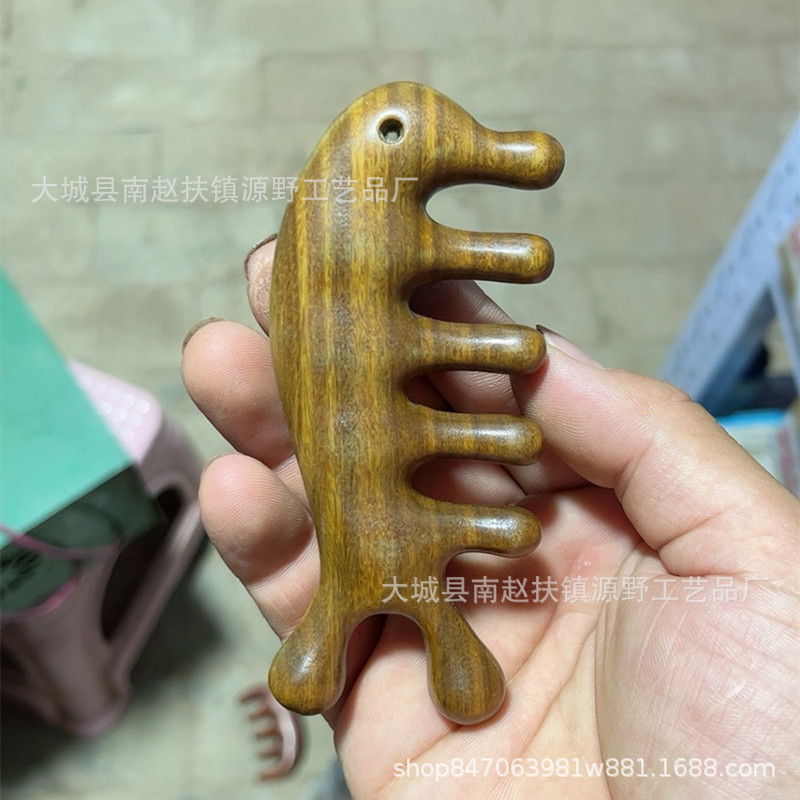 卸売り緑檀マッサージ櫛工芸木櫛頭経絡櫛紫檀多機能マッサージ櫛手作り檀木櫛|undefined