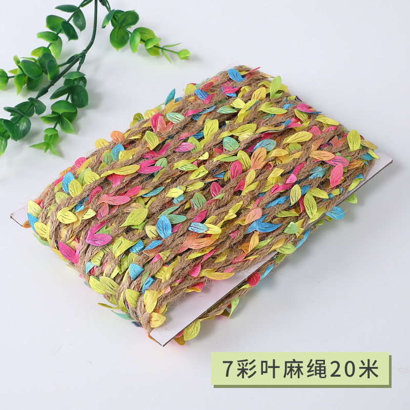 Mori adornos colorido cuerda de cáñamo hecho a mano material de bricolaje deja cuerda de ratán pared decorativa tejida a mano creativa