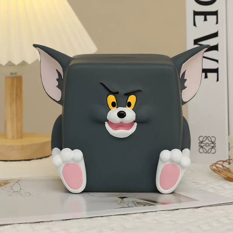 Creative Cartoon Talking Tom and Jerry Cute Kids Piggy Bank Boys and Girls Drop-Proof Vinyl Savings Bank Gift