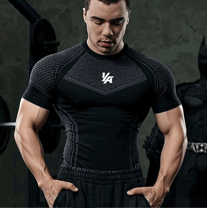 Youngla Men's T-Shirt Sports Fitness Quick-Drying Breathable Elastic Fitness Clothing Jogger Outdoor Running Basketball Wear