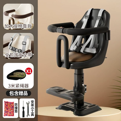 Electric car child seat Front-Mounted Battery Car Baby - big-bear-jet-black-enlarged-backrest-fully-surrounded-can-be-lifted-shock-absorbed