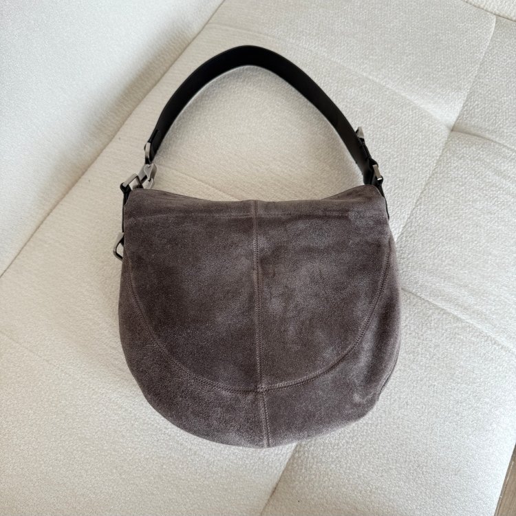 Retro Black Suede Hobo Bag For Women, Shoulder Bag, Crossbody Underarm Bag, High-End Versatile Handbag - Thumbnail 4