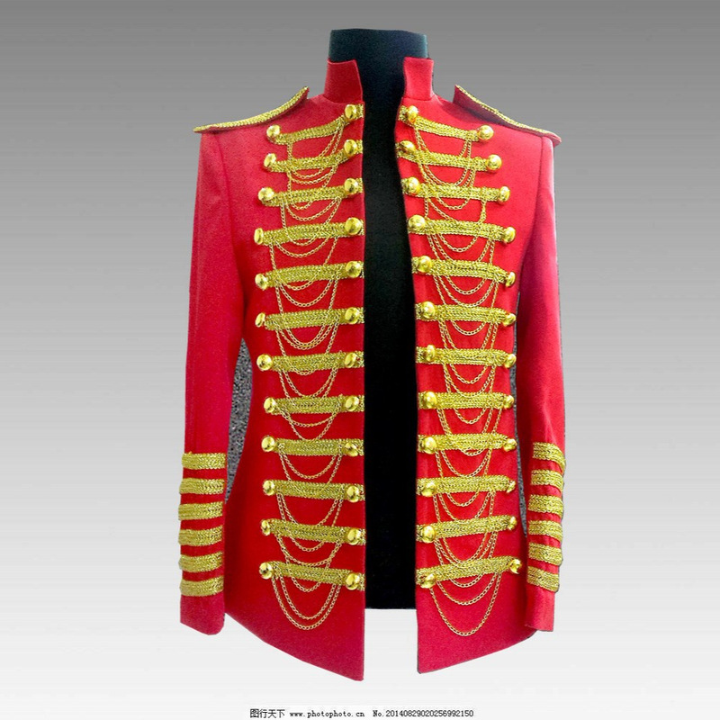 Court Gentleman's Dress Groom's Dress Banquet Male Singer Golden Lace Punk Suit Stage Dress