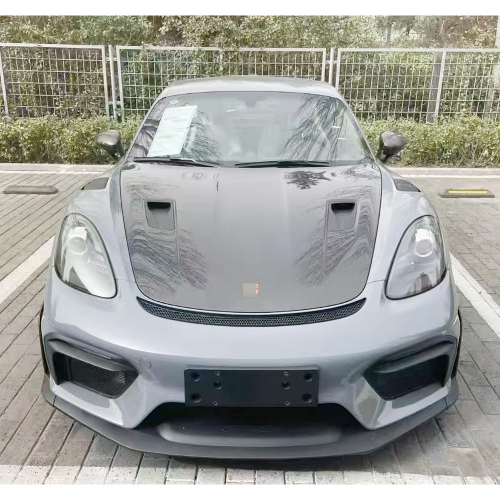 Suitable for Porsche 718 982 Cayman Boxster Modification to Gt4 Wide-Body Kit, Front Bumper, Rear Wing, Hood, and Fenders