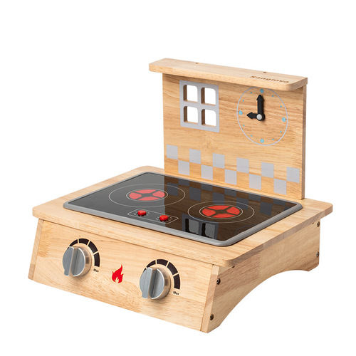 Young children's wooden simulated kitchen stove, pots, bowls, chopsticks, cooking and playing house, mini induction cooker, cooking toy