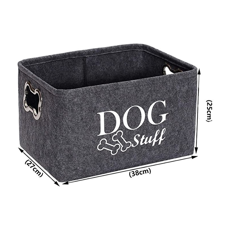 Suministros para mascotas canasta de almacenamiento mascota gato perro caja de juguete gato perro caja de almacenamiento de juguete con mango de metal