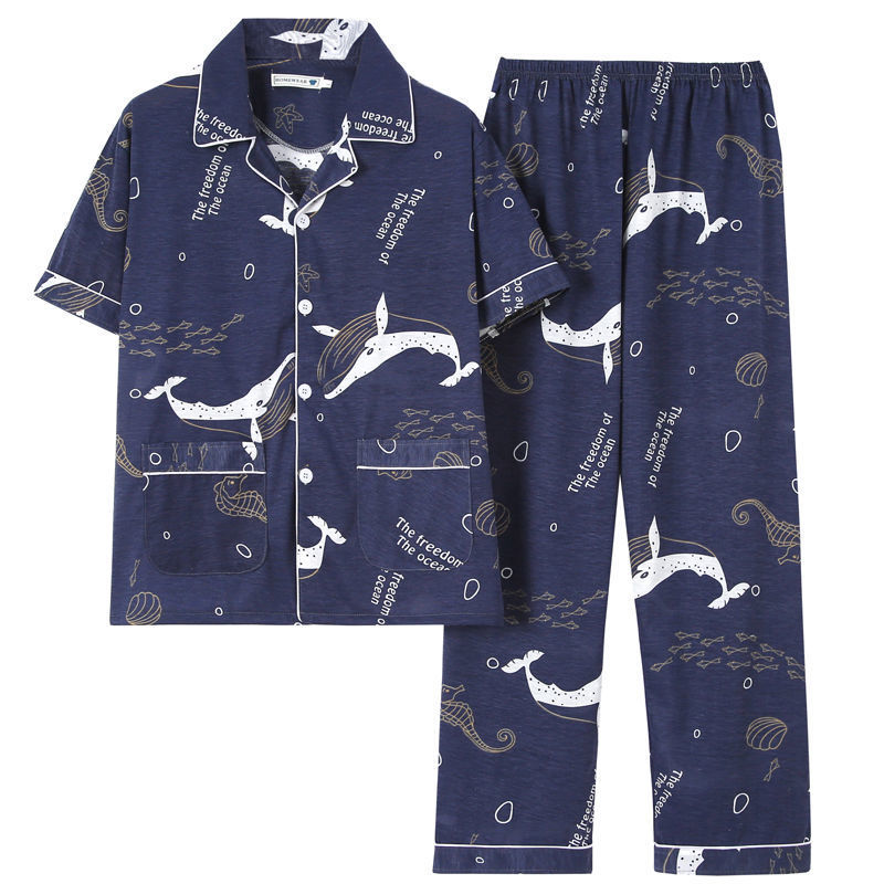 Pijamas de verano de los hombres pantalones de manga corta de algodón Delgado de los hombres de verano casual más el tamaño de media manga homewear traje