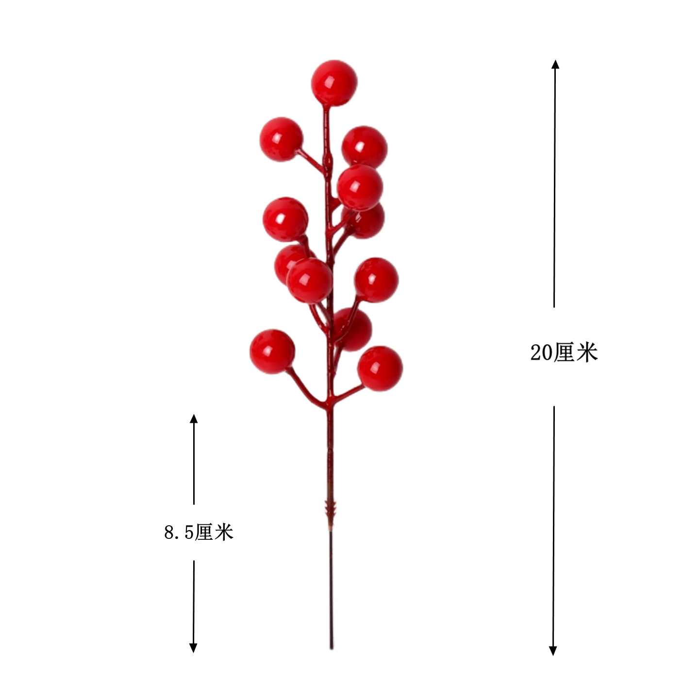 12头红果子发财果仿真樱桃冬青果红浆果家居装饰插花配材假花批发