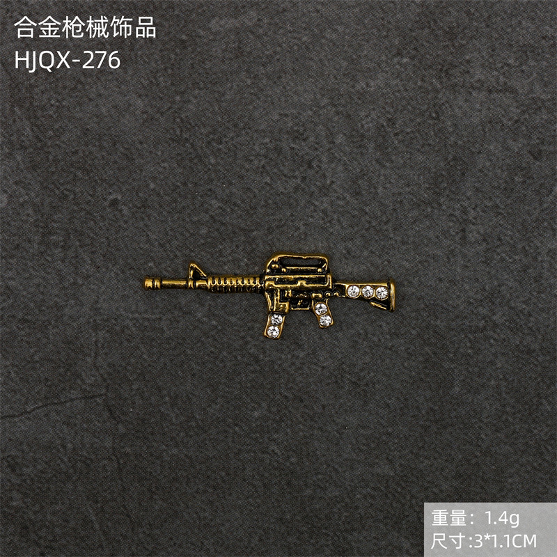 Transfronterizo exclusivo tridimensional retro manicura pistola joyería punk estilo diamante incrustado arma modelo decoración de uñas