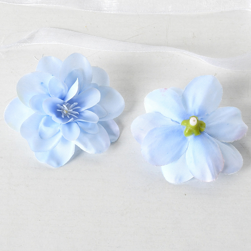 Simulación de flores azules DIY accesorios de cabeza de flores material de boda flor de flor flor flor de flor flor flor de pecho de flor de cabeza pared en el viento